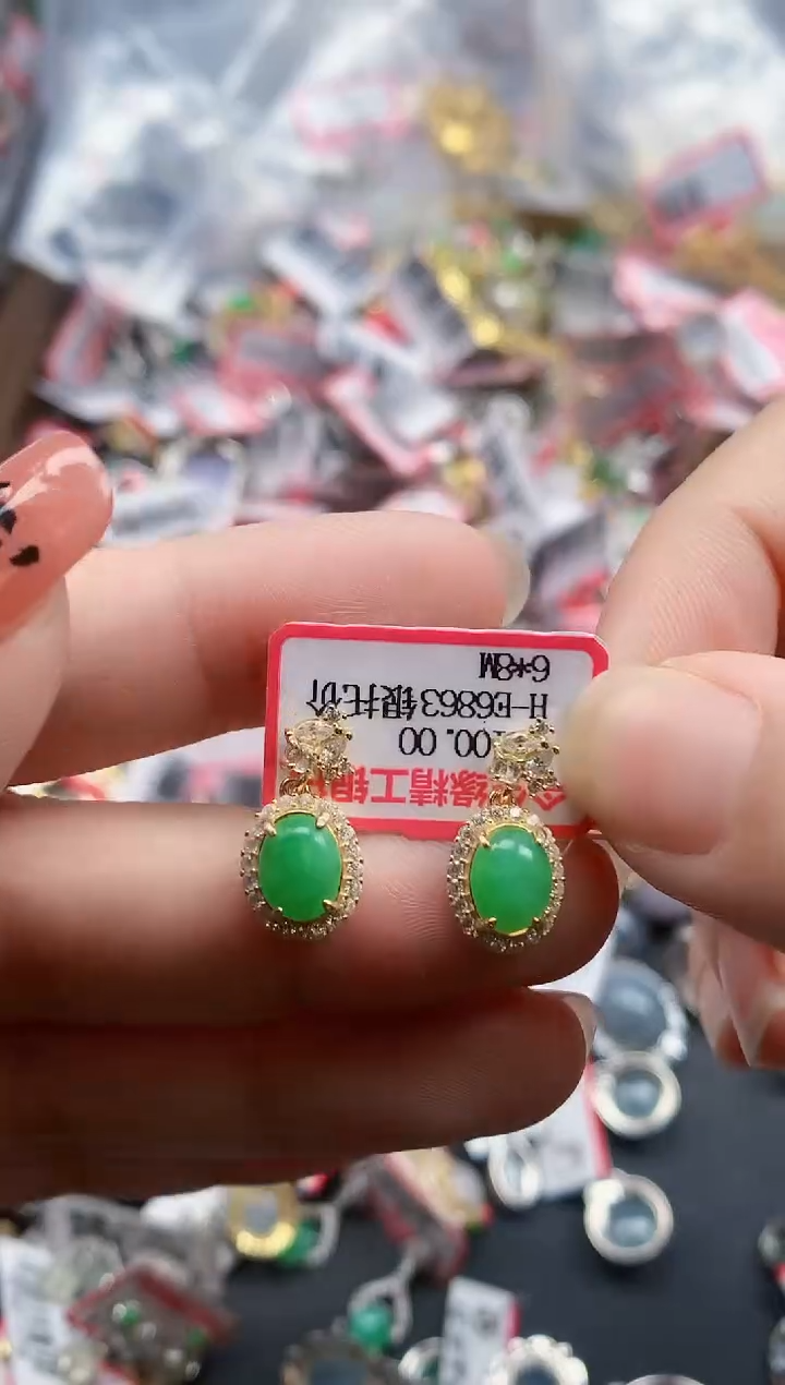 银S925镶嵌戒指翡翠天然A货缅甸翡翠