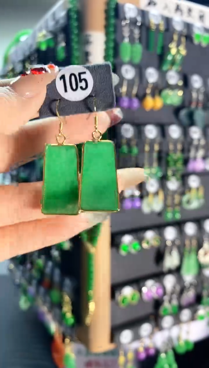 【闪购商品】翡翠耳饰银S925镶嵌105..