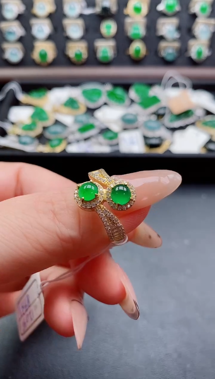 银S925镶嵌戒指翡翠1