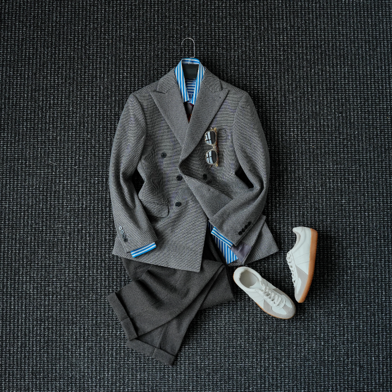 CssuGent重磅厚款细千鸟格毛呢西服男绅士老钱定制级美学西装外套