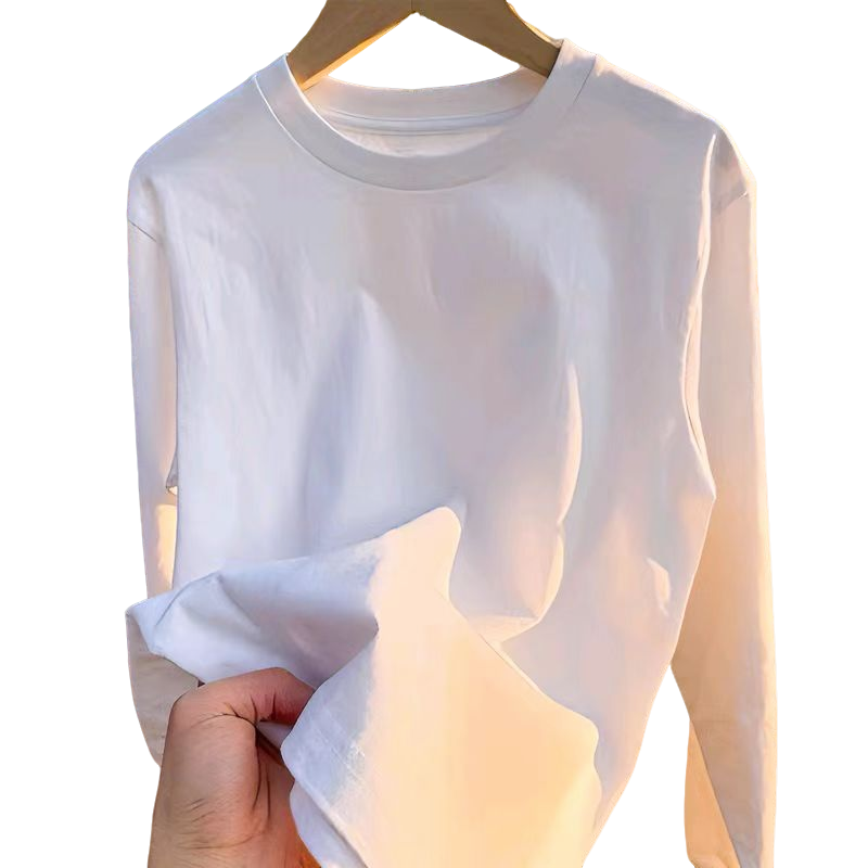 宽松型长袖圆领常规款秋季T恤上衣夏季薄款内搭春夏韩版纯色学生