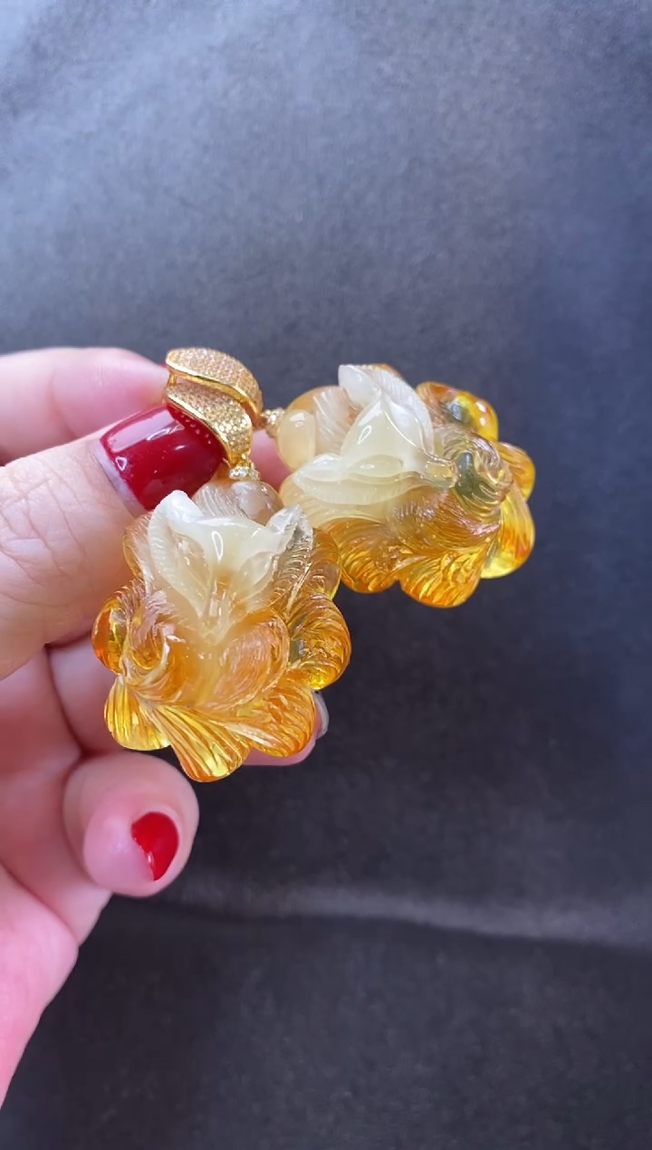 【闪购商品】琥珀耳饰未镶嵌耳环