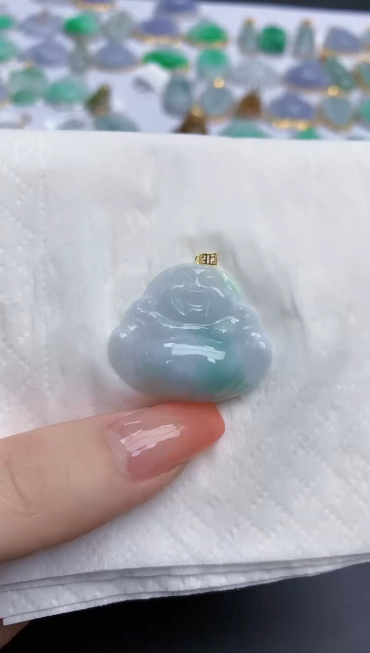 【闪购商品】翡翠颈饰18K金镶嵌天然缅甸翡翠A货