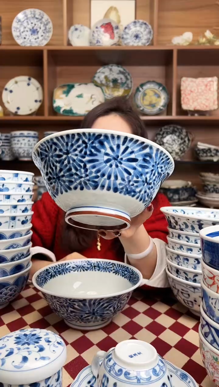 【闪购商品】瓷片【微瑕】蛸唐草19cm面碗  