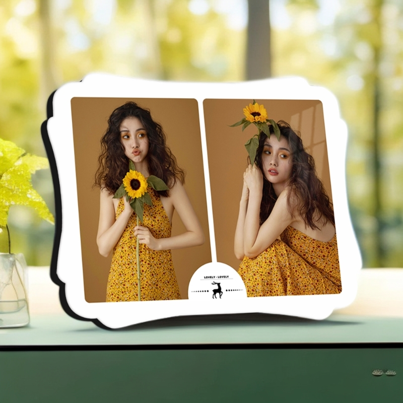 相框照片摆台定制小鹿两宫格摆台卧室儿童房客厅居家照片DIY相框