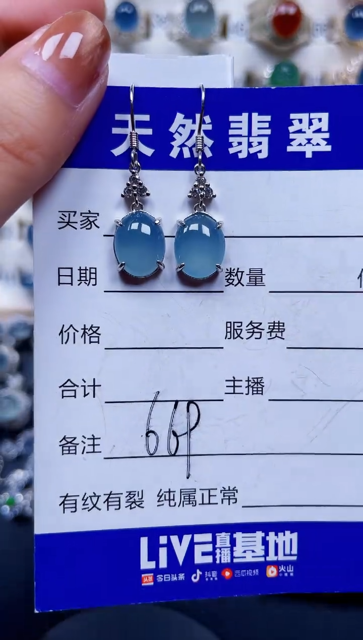 银S925镶嵌翡翠耳饰669