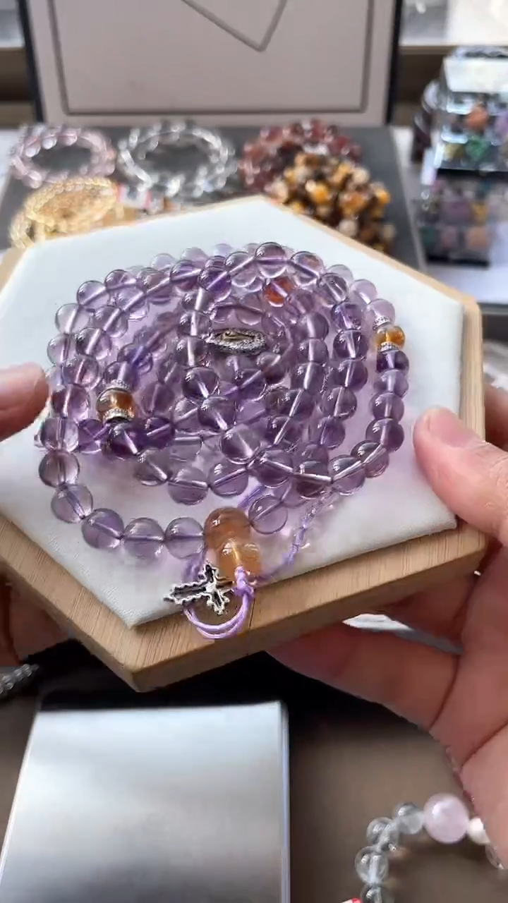 水晶手串未镶嵌紫水晶8mm 108颗