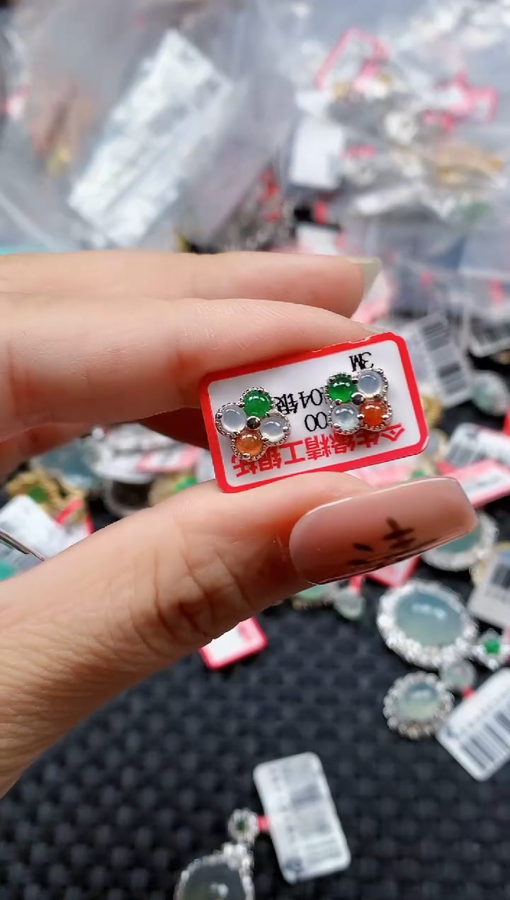 银S925镶嵌戒指翡翠天然A货缅甸翡翠
