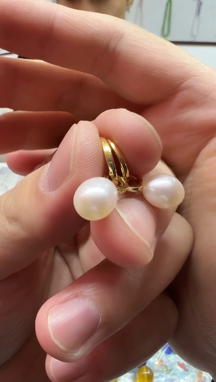 银S925镶嵌耳饰淡水珍珠1231m028多样性发其一