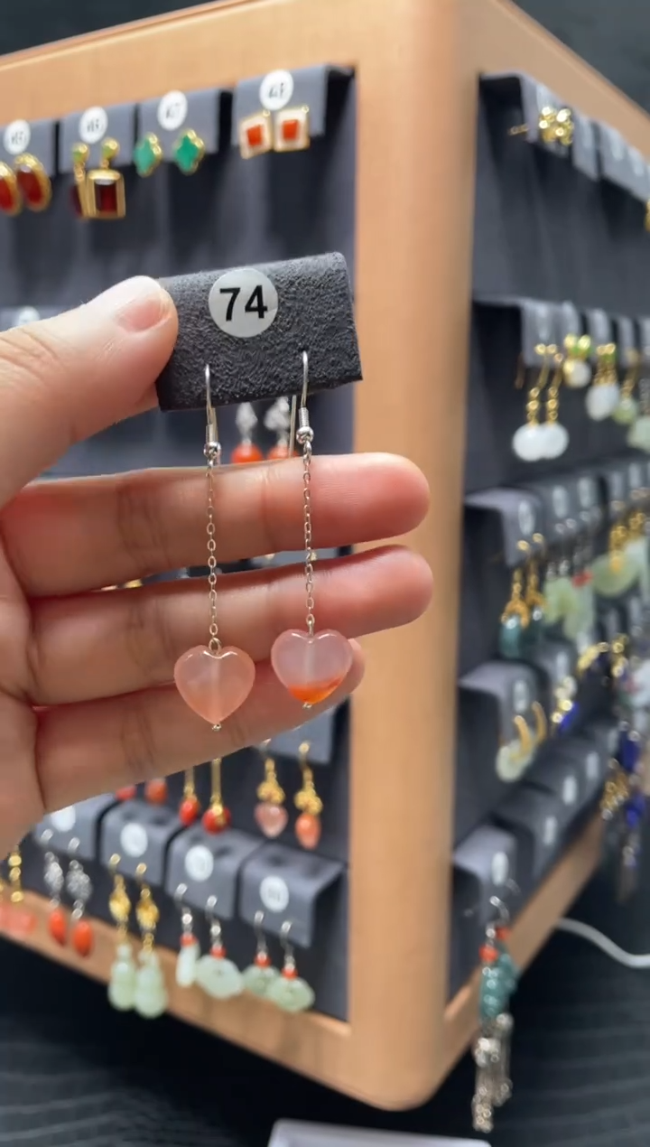 【闪购商品】南红玛瑙耳饰银S925镶嵌0074