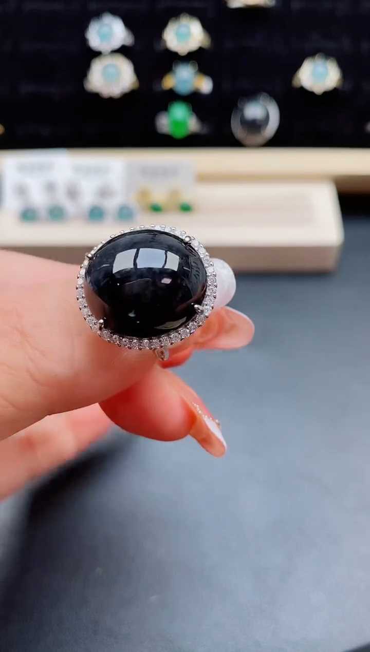【闪购商品】翡翠戒指银S925镶嵌8080