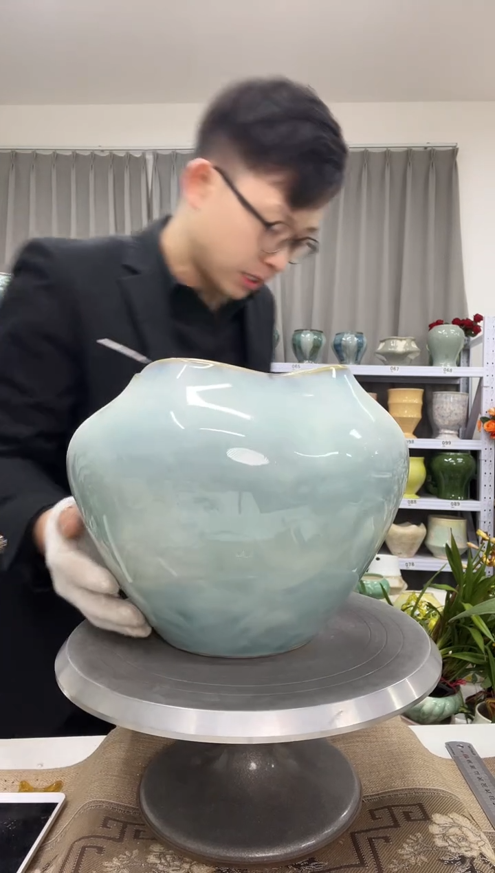 【微瑕缺釉】【1.3】花盆链接 高：22  口：15