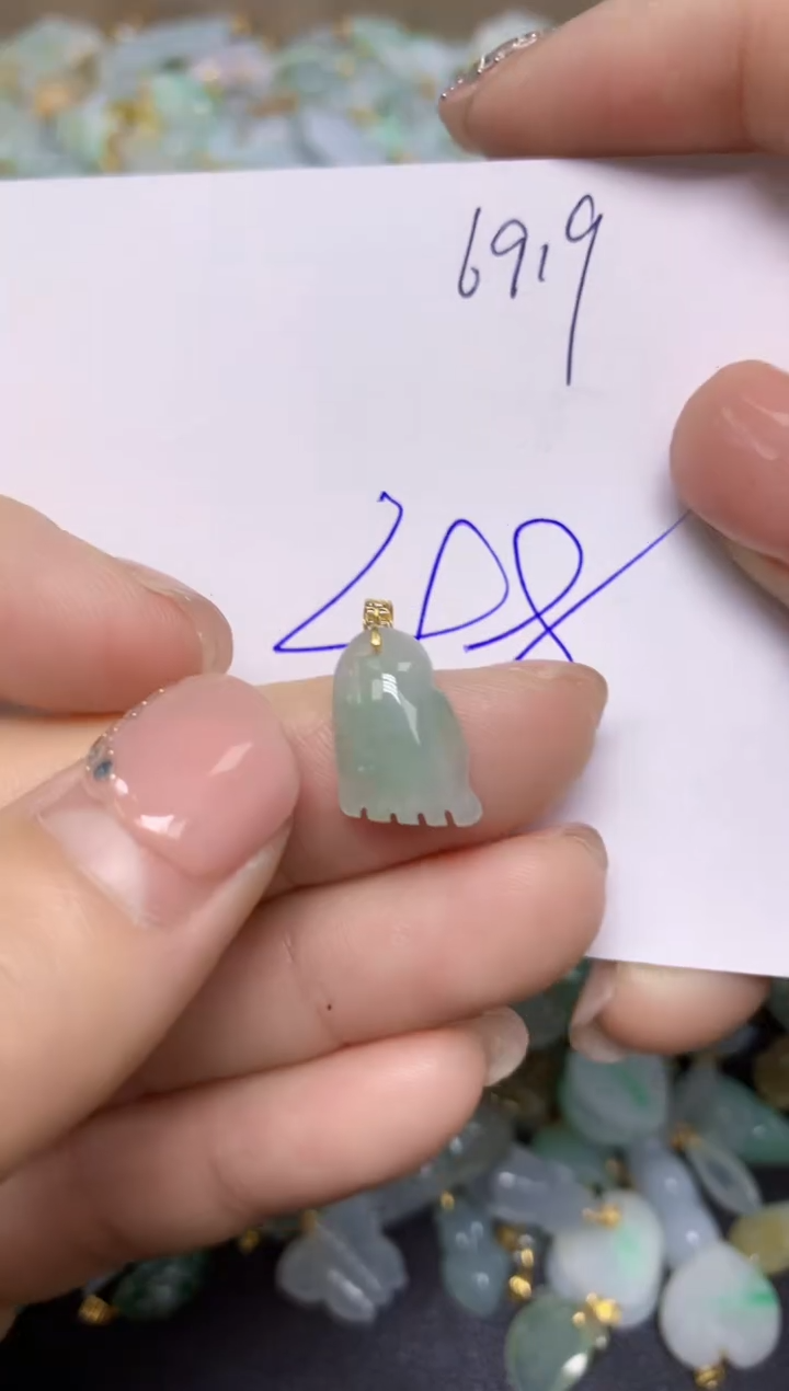 【闪购商品】翡翠挂件18K金镶嵌 天然翡翠A货