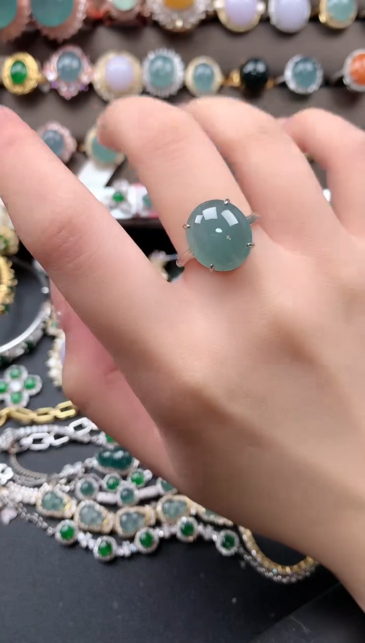 【闪购商品】翡翠戒指银S925镶嵌52141