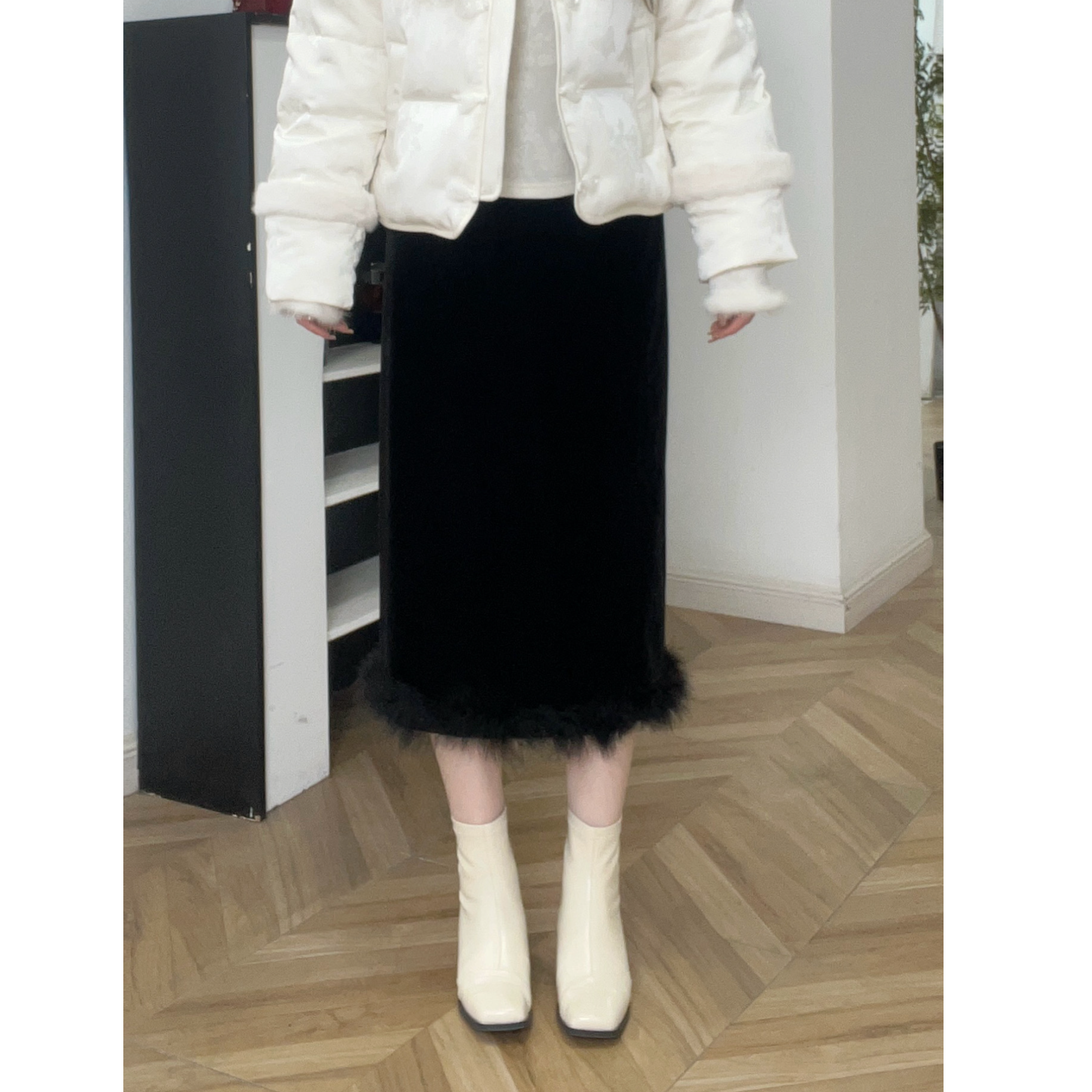 IEF/爱依服【微胖】大码女装2025秋冬新款法式气质通勤百搭长包裙