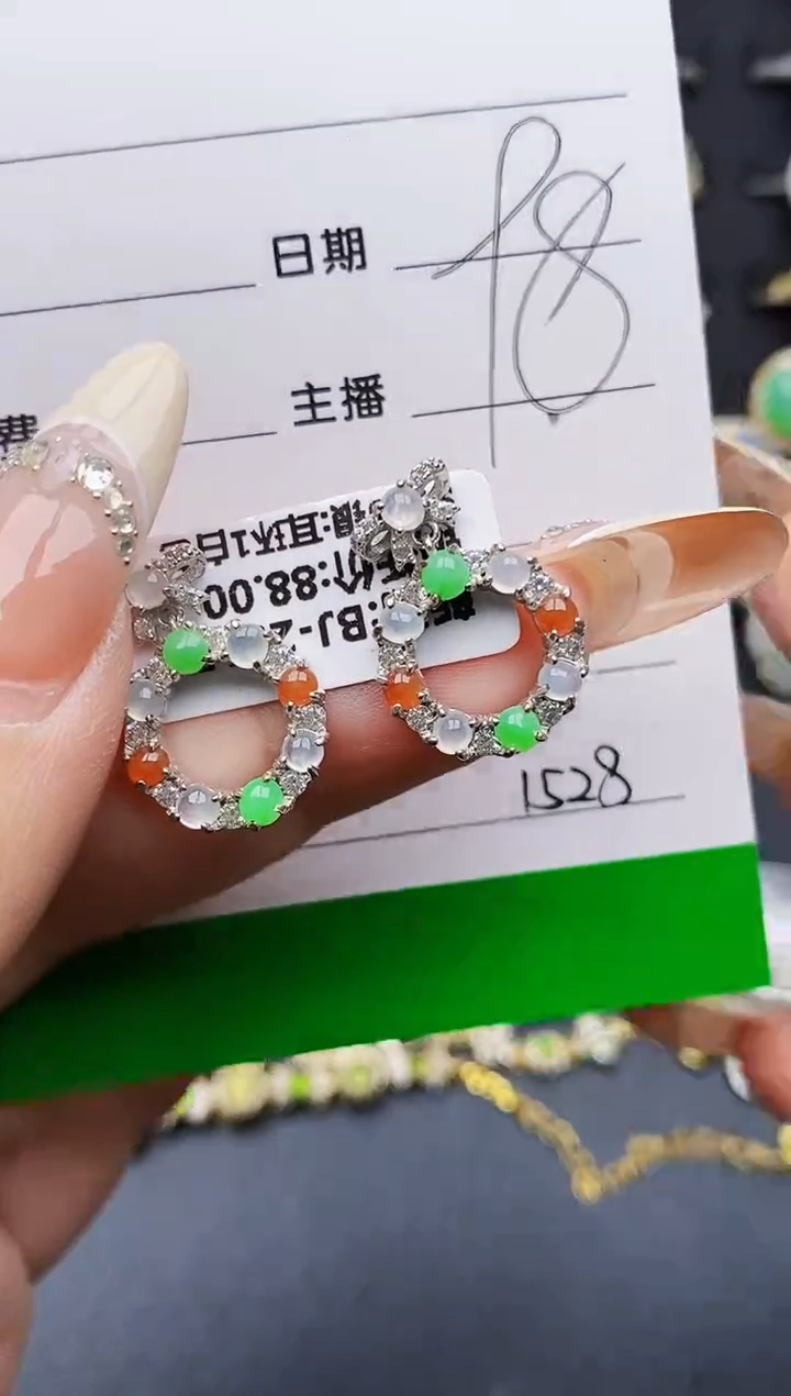 翡翠戒指银S925镶嵌1528