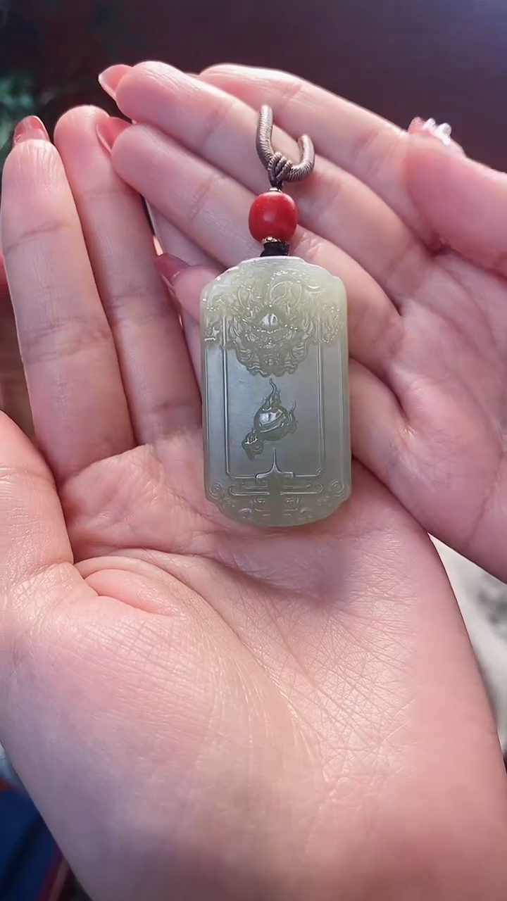 【闪购商品】和田玉挂件未镶嵌龙牌吊坠尺寸约46*25mm