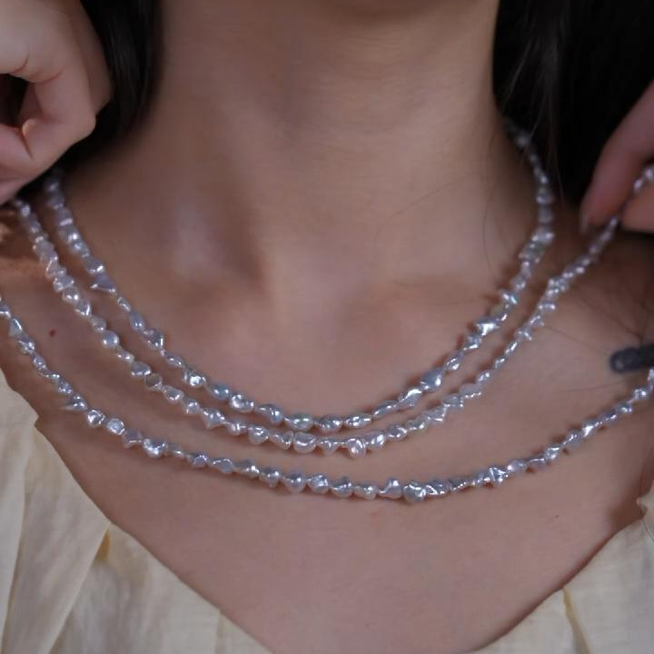 W10063丨海水澳白keshi项链 18k金 多样性发一