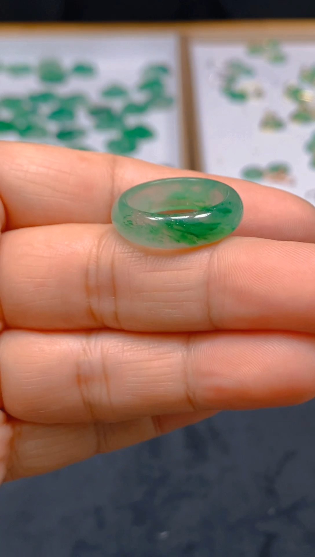 【闪购商品】石英质玉戒指未镶嵌冰美人非洲翠A货冰种031