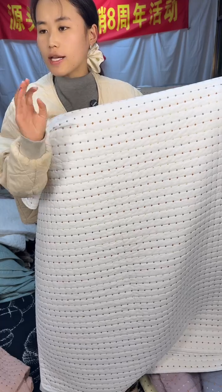 棉纯棉白色米粒秀200*230单床盖