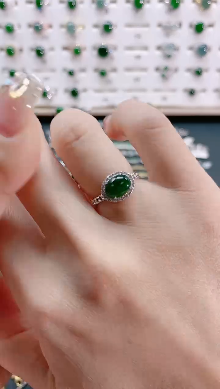 【闪购商品】翡翠戒指银S925镶嵌天然翡翠