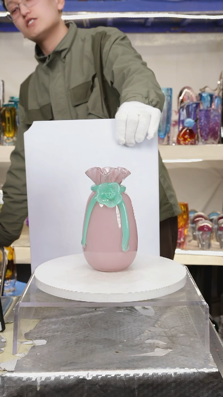 高21琉璃花瓶摆件正常手工痕迹福利