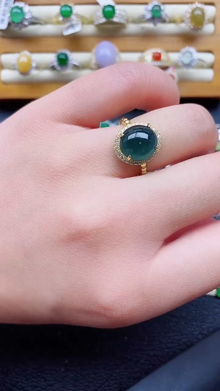 银S925镶嵌戒指翡翠1