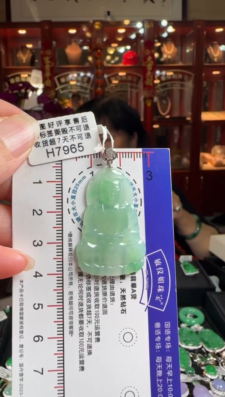 【闪购商品】翡翠颈饰18K金镶嵌H7965观音