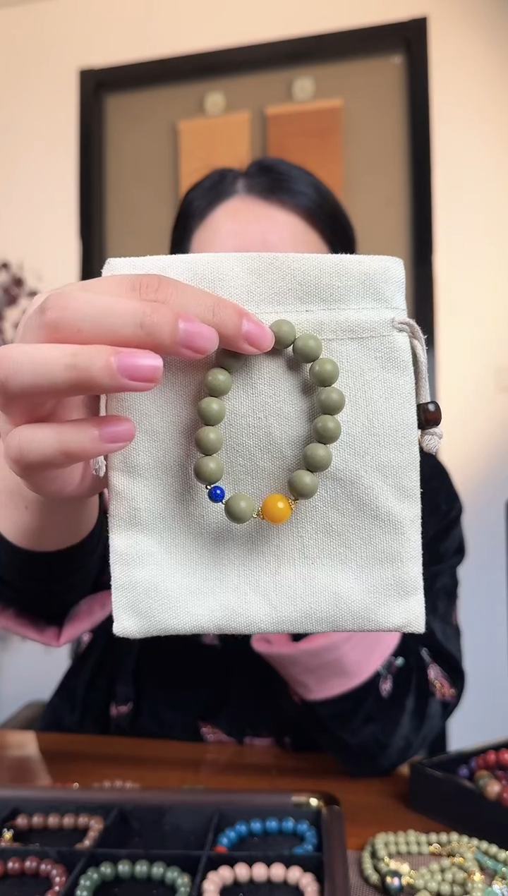 泥塑禅茶玉雪12mm设计款手串