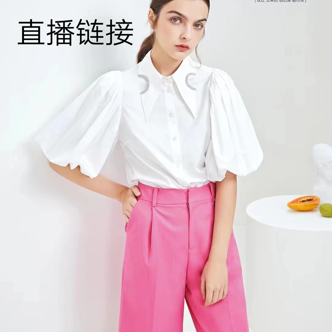 2025夏季新款服饰百搭高品质带领衬衣女收腰显瘦上衣