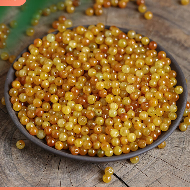 缅甸A货翡翠散珠 源头工厂散珠 DIY手串项链单珠文玩配件黄翡散珠