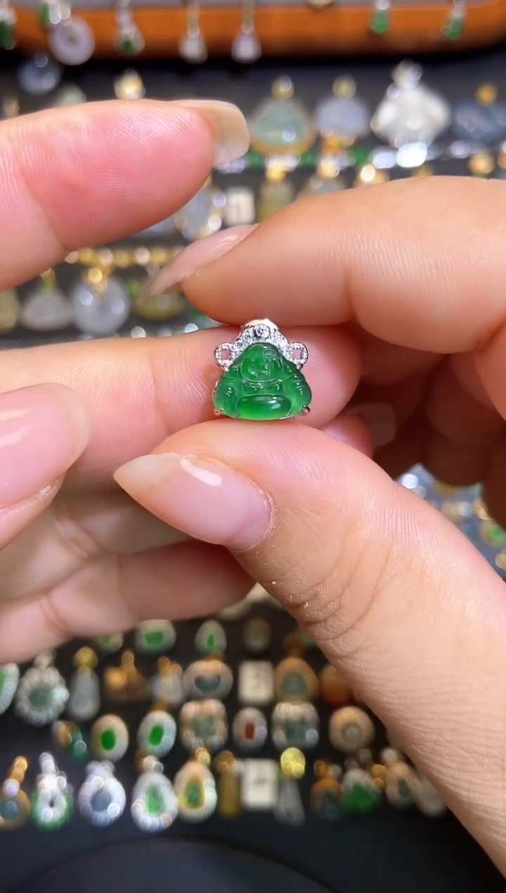 翡翠银S925镶嵌吊坠(不含链)1