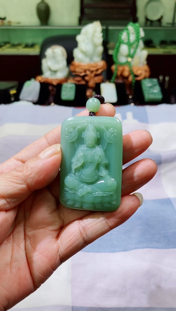 和田玉（碧玉）未镶嵌吊坠(不含链)和田玉碧玉观音挂件