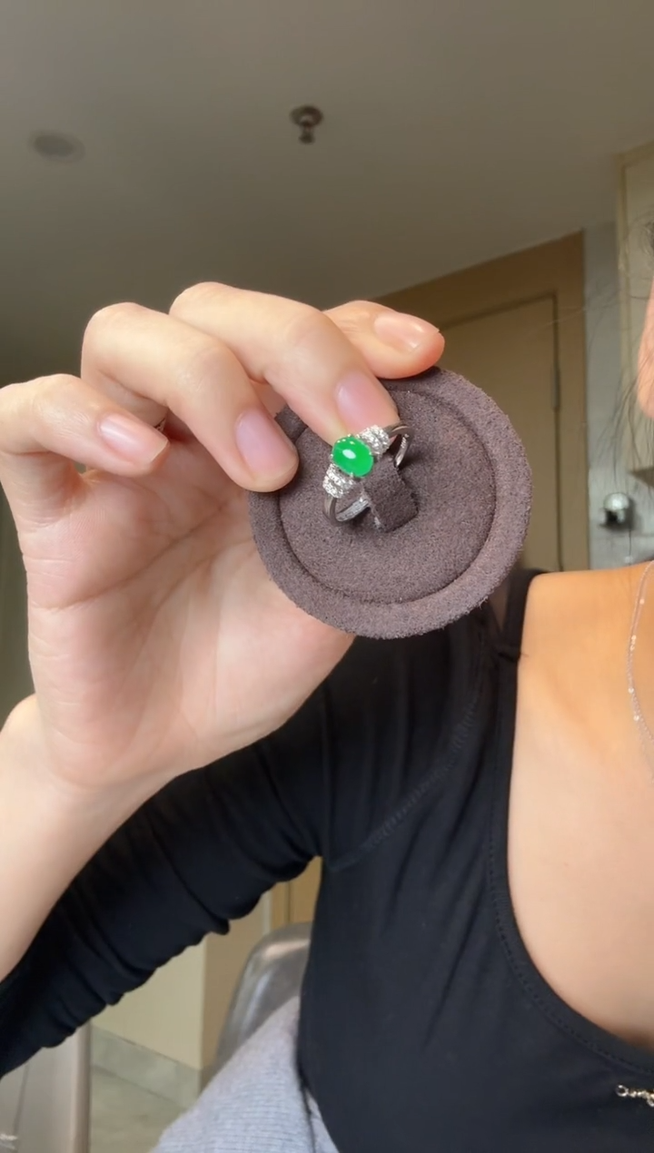 【闪购商品】翡翠戒指银S925镶嵌蛋面戒指