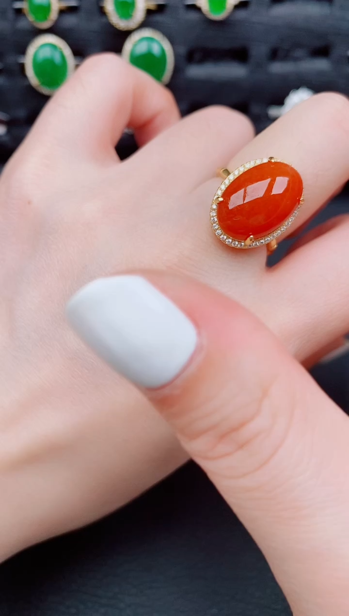 【闪购商品】翡翠戒指银S925镶嵌天然a货翡翠129