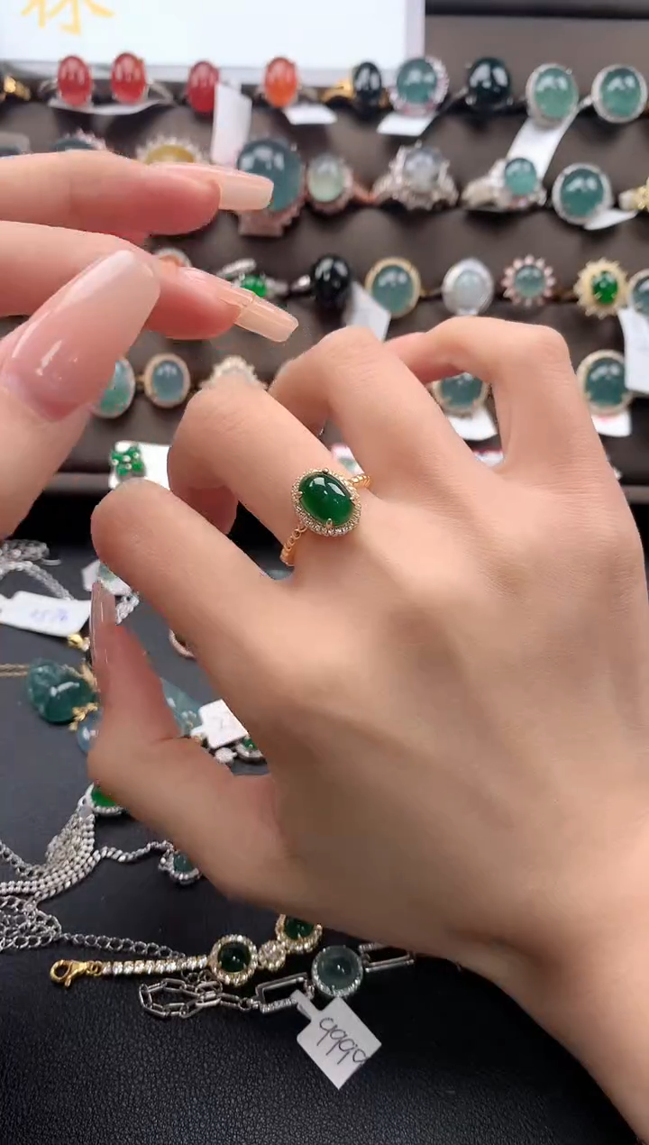 【闪购商品】翡翠戒指银S925镶嵌131313