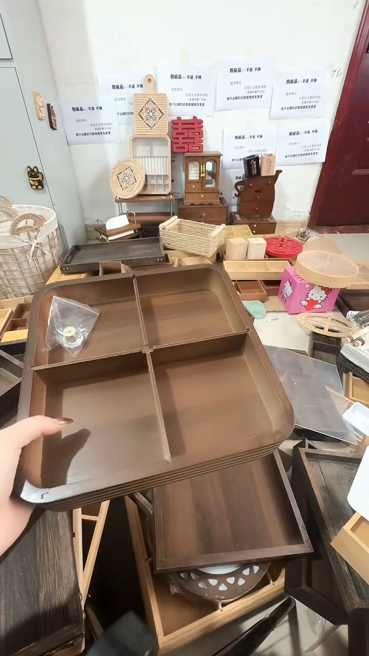 四宫格竹木带盖瑕疵品拍下不退不换