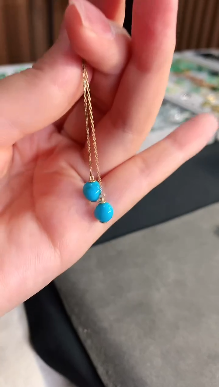 【闪购商品】绿松石耳饰18K金镶嵌耳饰