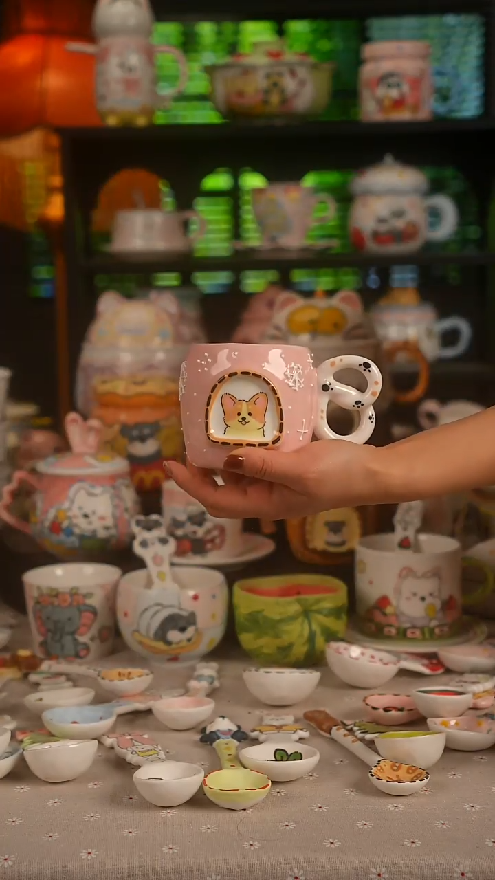 陶瓷无盖款景德镇高温釉下彩纯手绘创意瓷 默认微瑕 不退不换