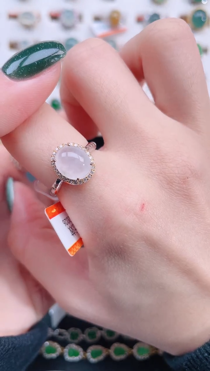 银S925镶嵌戒指翡翠天然翡翠