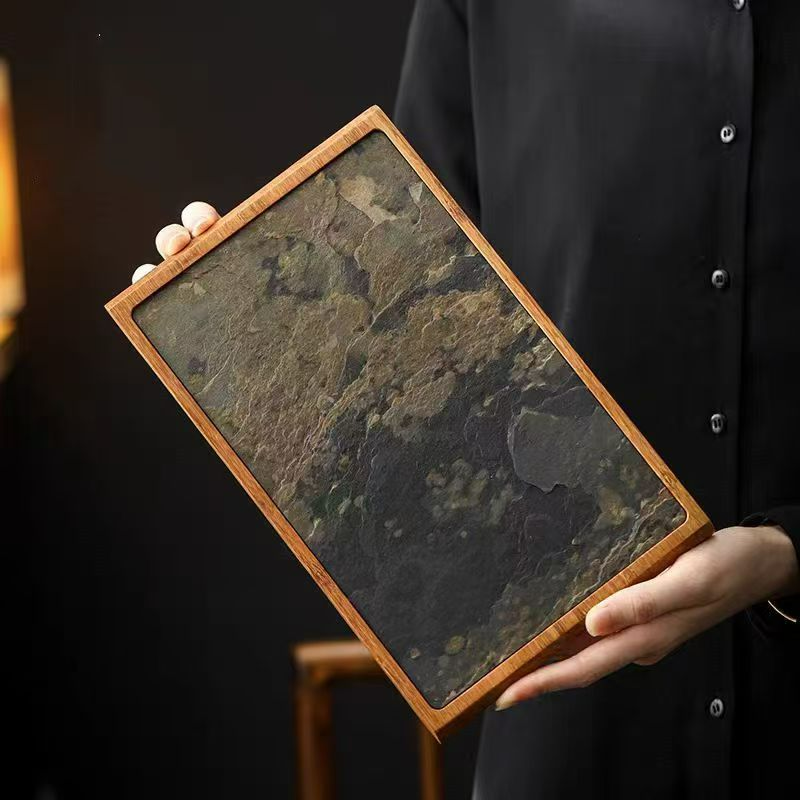【时熙】重竹岩石纹理干泡茶盘家用高档侘寂风竹制茶台茶具收纳托盘