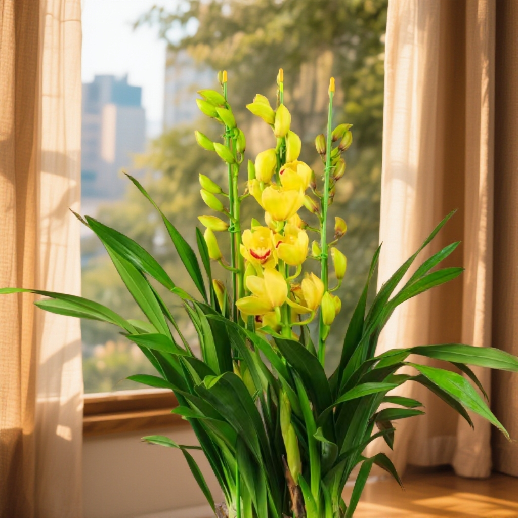 【黄金岁月】高级绿植垂兰大花惠兰带盆室内好养易活花卉兰花