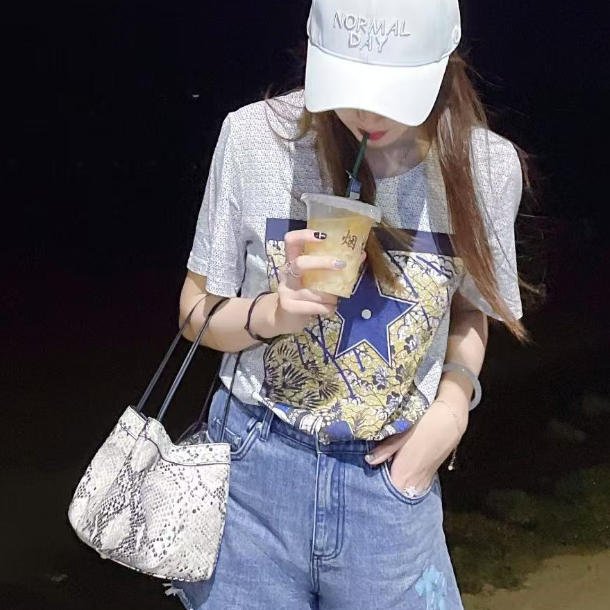 未使用 DIOR/迪奥 印花圆领短袖T恤