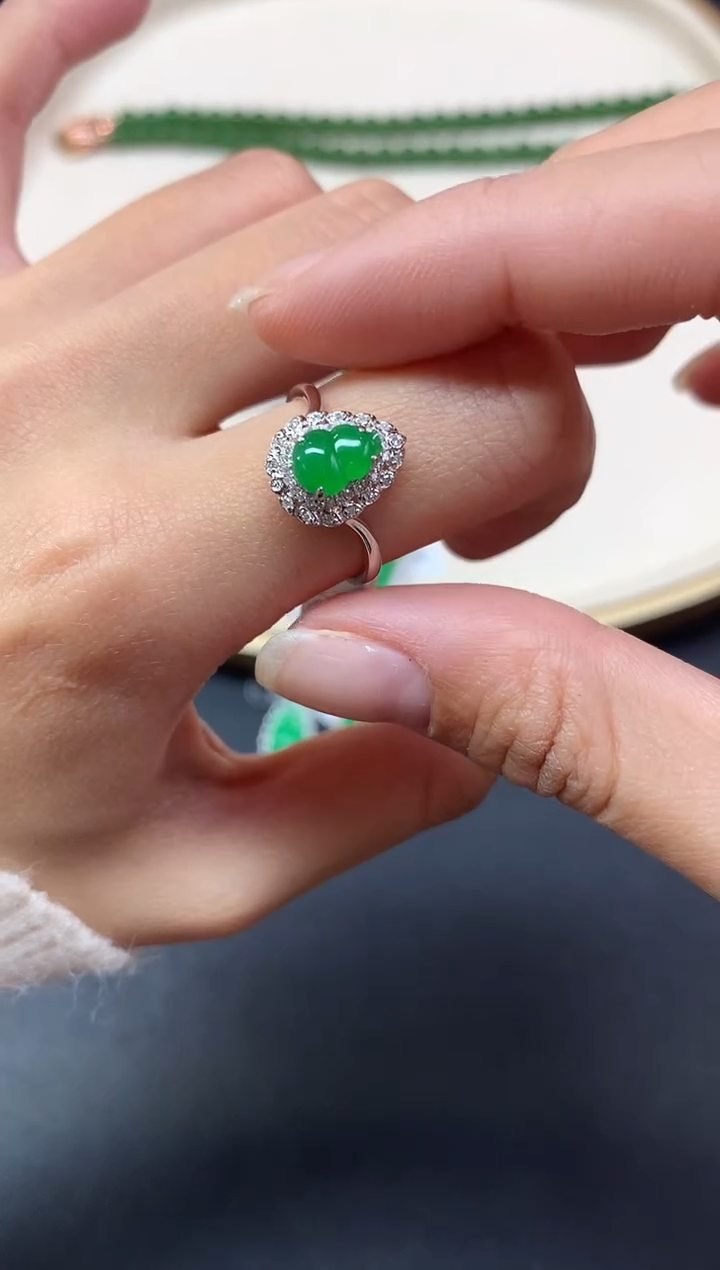 【闪购商品】翡翠戒指18K金镶嵌戒指A331|5800