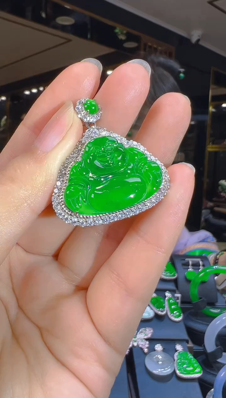 翡翠银S925镶嵌吊坠(赠链)006（多样性发其一）