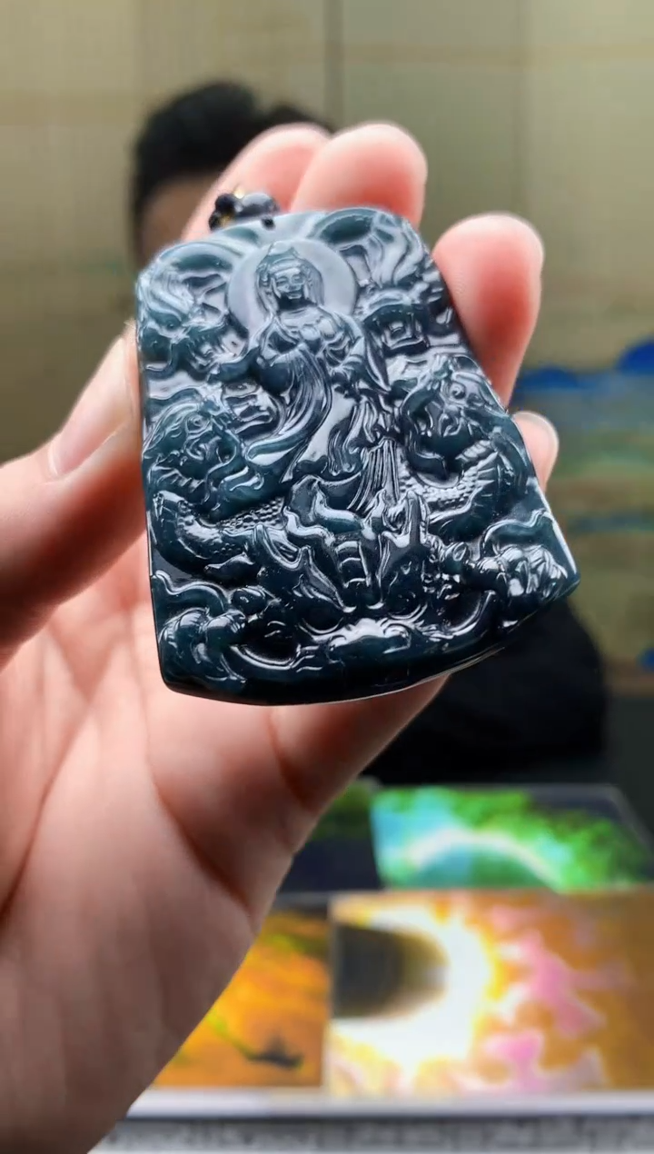 【闪购商品】定制翡翠未镶嵌5154bb-毛货挂件47