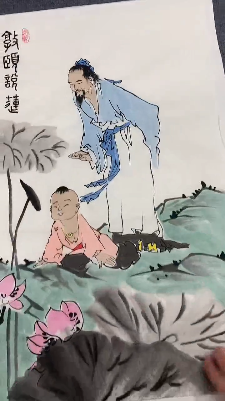 竖款精品开三人物，