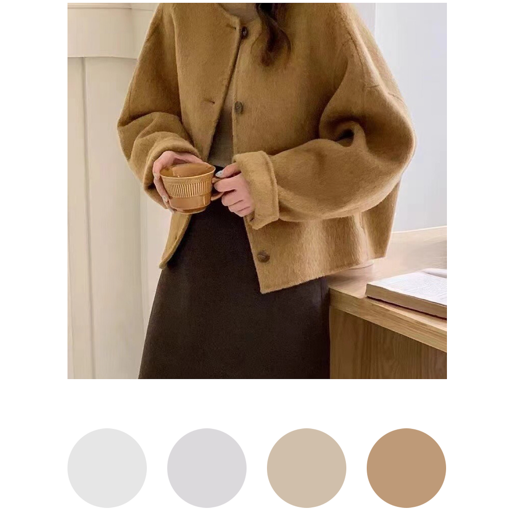 【CiCi荃品】2024秋冬新款双面羊毛圆领小个子羊毛外套