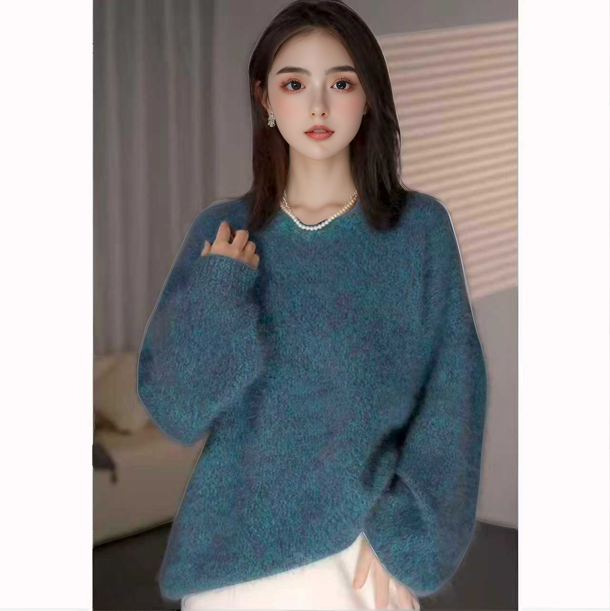 【澳洲进口Tasmanian纱线】百搭100拉绒六股花纱圆领秋冬加绒羊毛衫