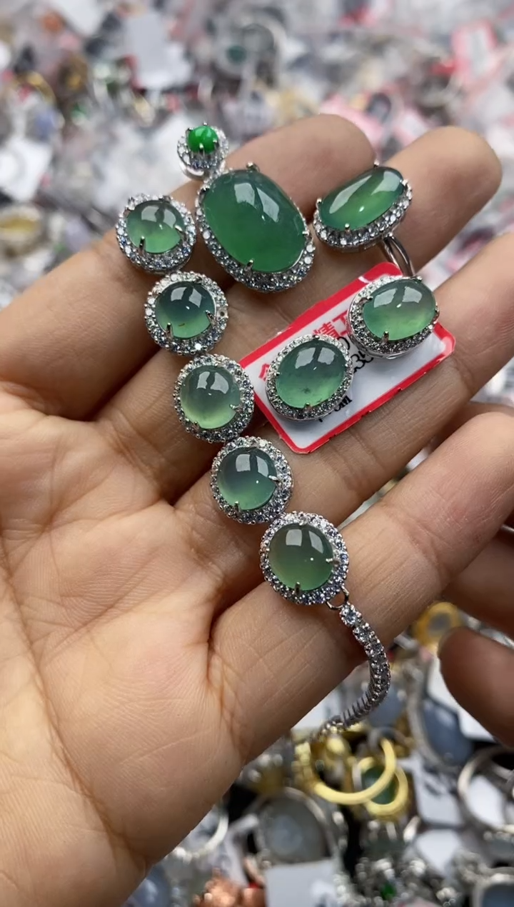 银S925镶嵌戒指翡翠151515-----4